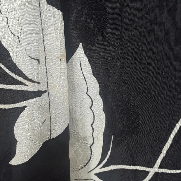 Vintage 80s Hawaiian floral dress tie top black embossed print - Picture 8 of 8